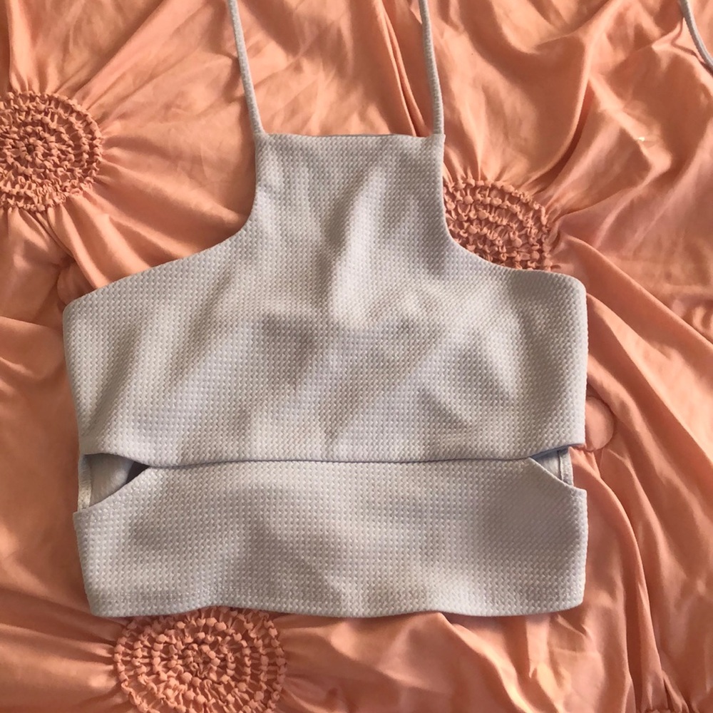 Baby blue charlotte russe halter crop top large